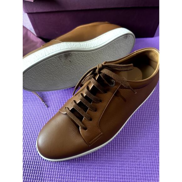 John Lobb Men Molton Sneakers Trainers NEW Size 7.5 UK, 8.5 US Cognac Leather - Picture 4 of 16
